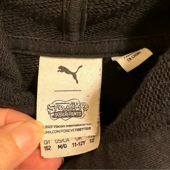 Puma SpongeBob Square Pants Kids‎ Unisex Black Hoodie Size Medium Warm Winter - Picture 3 of 6